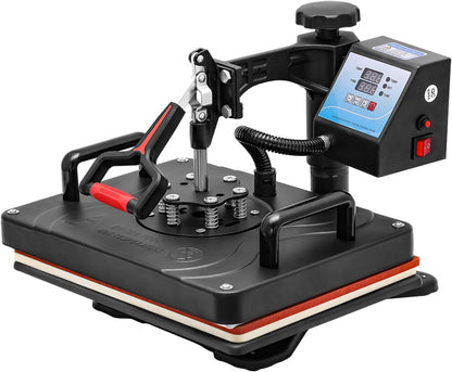5-in-1 Heavy Duty HeatPress Machine | 2026 Model| Digital LCD Display, Swing Away Design |360° Rotation | Sublimation And Vinyl Transfer Printing Machine | DTF Printing | 12*15 INCH PLATEN | Multifunctional use T-Shirts, Mugs, Hats & Plates and More|
